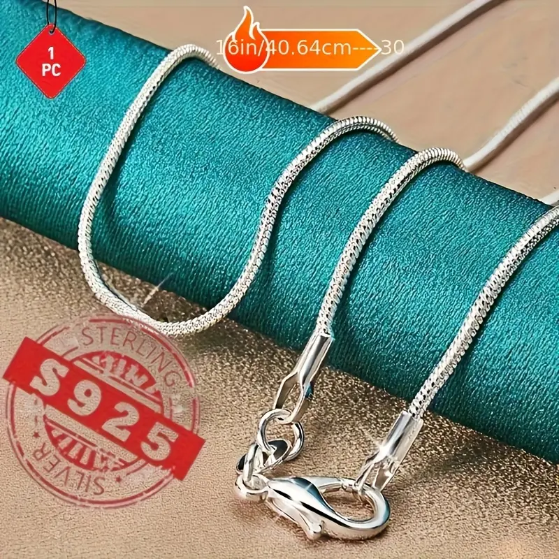 Women's Retro Bohemian 925 Sterling Silver Snake Chain Necklace - Hypoallergenic, Shiny, Adjustable 18in-30in Length - Ideal Gift for Valentine's Day & Daily Wear Fashion Accessory italian