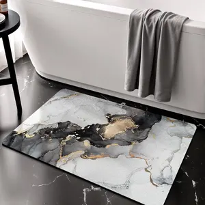 Marble Pattern Bath Mat, Non-slip Bathroom Mat, Water Absorbent Bath Rug, Soft Bath Mat for Bathroom, Bathroom Decorative Mat, Home Decor