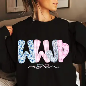 WWJD Sweatshirt, Vintage Christian Sweater, Girly Coquette Bow Crewneck, Checkered Floral Sweatshirt, Gift For Her