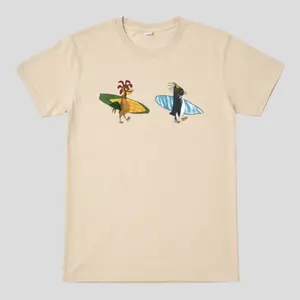 Big Z Surf Characters Shirt, Surfing Penguin Graphic Tee, Cartoon Surf T-Shirt, Beach Surf Lovers Gift