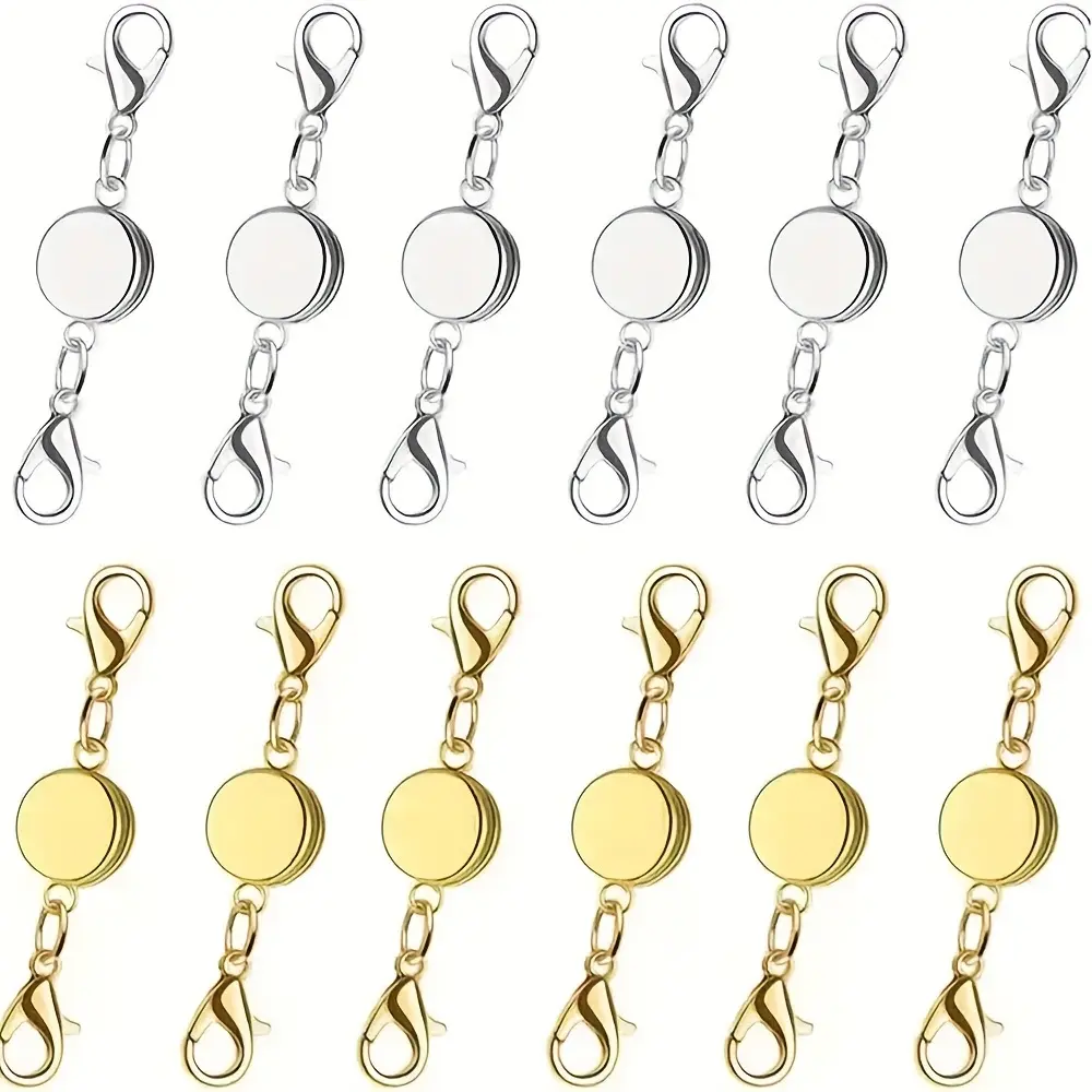 Locking Magnetic Round Jewelry Clasp - Adjustable Bracelet Extender for DIY Beading, Jewelry Making Supplies, Beads Accessories