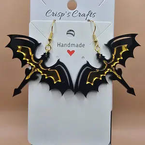 29) Black & Gold Dragon Earrings