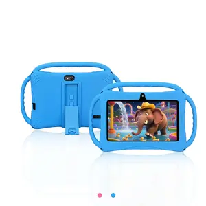 A children's tablet computer, 7 inches, Android system, WIFI， Anti fall, pre installed IWAWA educational software, a favorite gift for children, involving knowledge from multiple fields, dual cameras, suitable as a holiday gift, blue/pink, no adapter