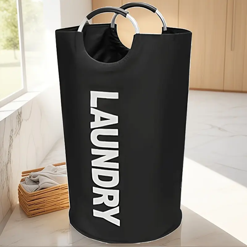 90L Foldable Laundry Basket with Soft Foam-Aluminum Handles, Lightweight Waterproof Clothes Hamper for Bedroom, Bathroom, Travel & Home Closet Storage