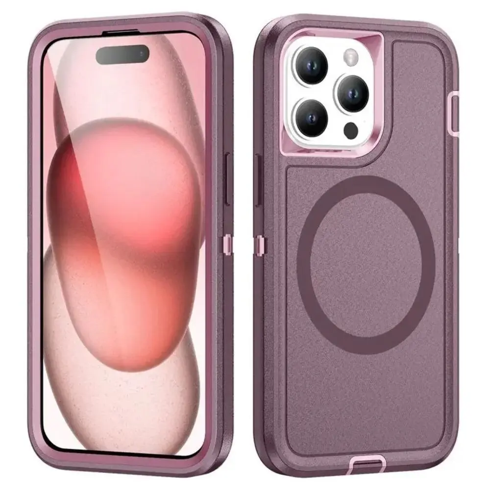 Fin 3IN1 Hybrid Heavy Duty Armor Case For IPhone 16 15 14 13 12 Pro Max Plus MagSafe Wireless Charging Cover