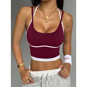 Women's Solid Color Sports Bra, Yoga Bra, Casual Comfortable Breathable Sports Vest, Ladies Sportswear for Indoor and Outdoor Wear, Gym Clothes and Workout Clothes for Women