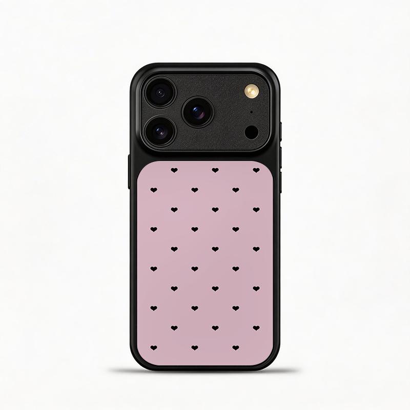 Glass Shockproof Electroplated Silver/Black Pink Heart iPhone 17ProMax Cover Precise Hole Alignment For Lens Frame 15ProMax Anti-yellow | 14ProMax Anti-fall | 13ProMax Ultra-thin Design 16ProMax AirPhoneCase