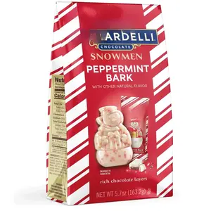 GHIRARDELLI Peppermint Bark Snowmen Limited Edition Holiday Chocolate Candy 5.7 oz Bag Rich Chocolate Layers Festive Peppermint Flavor Kosher Certified