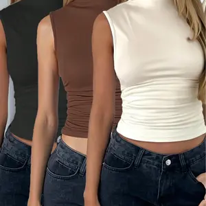 Women's Solid Color Racerback Tank Top, Casual Sleeveless Top for Daily Wear, Ladies Clothes for Spring & Fall, Gamis