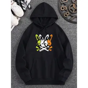 Men's Loose Hoodie with Letter Print American Street Style Spring & Autumn Casual Sportswear for Running