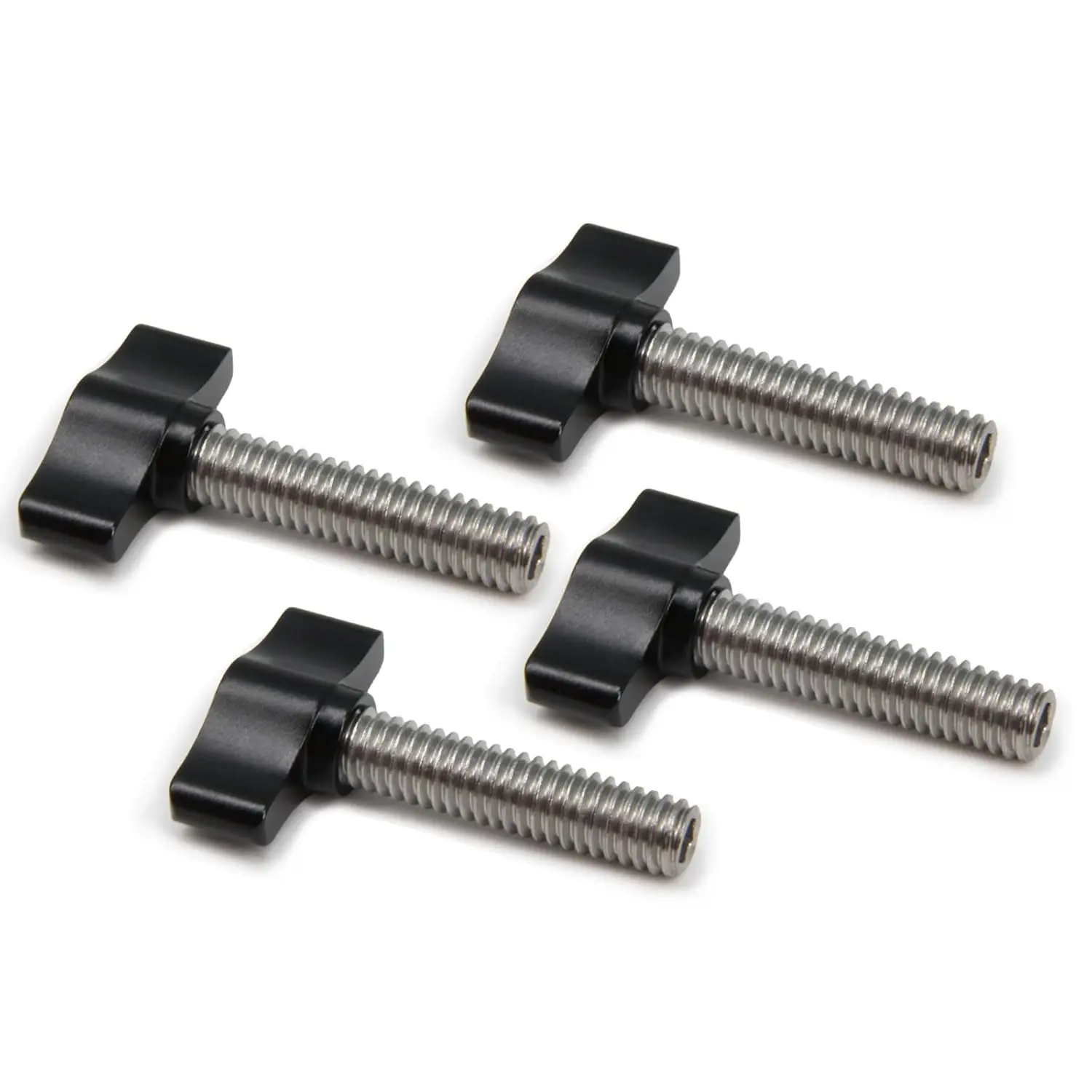 4pcs 5/16"-18 x 1-1/4" Thumb Screw Stainless Steel Standard/Coarse Thread Black Aluminum Knob