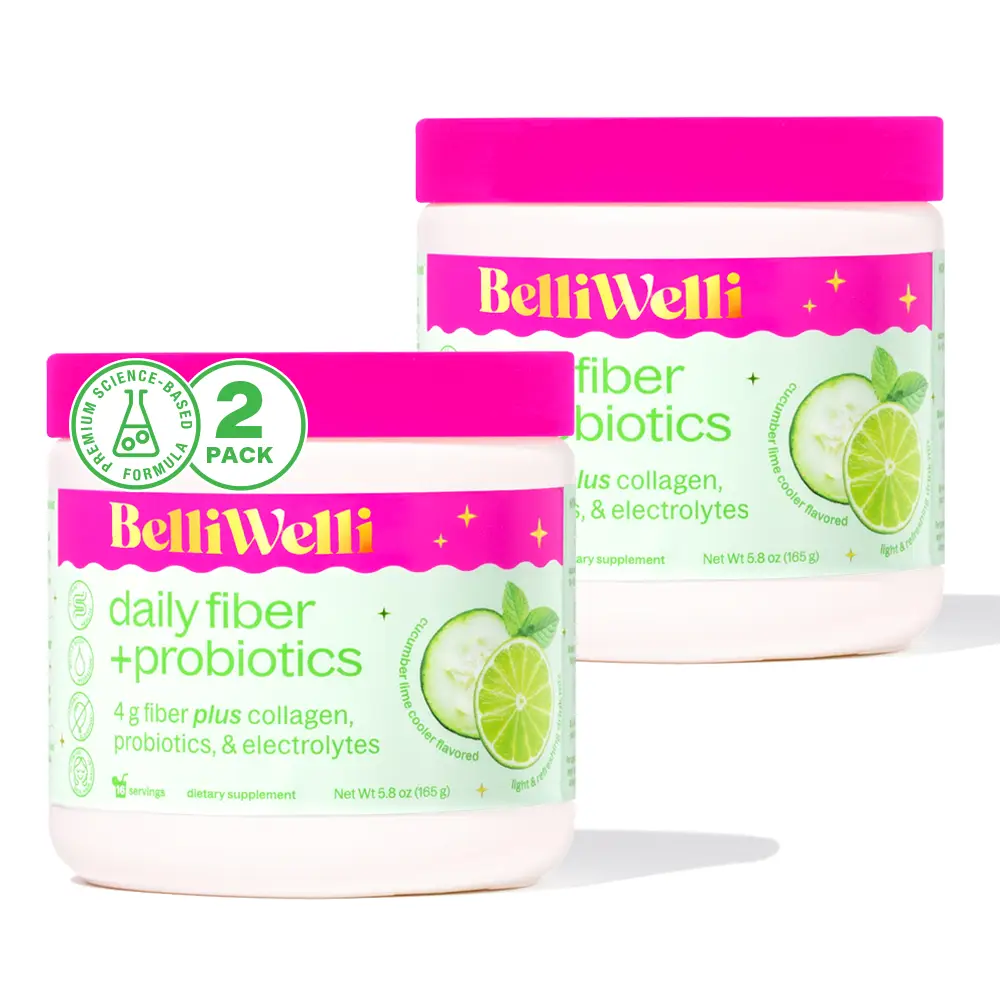 BelliWelli Fiber + Probiotics + Collagen - Cucumber Lime Cooler - 2 Pack