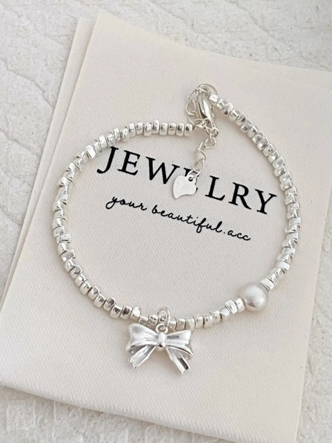 Sterling Silver Heart Charm Bracelet with Pearl and Bow Dainty Cute Adjustable Chain for Women Girls Fashion Jewelry Gift Heart Design Bracelet Bow Bracelets High Quality Bracelet Pretty Bracelet Beautiful Bracelets