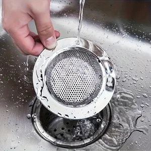 4-piece stainless steel kitchen sink filter -4.5-inch wide edge stainless steel drainage basket, double-layer sink drainage collector, suitable for standard bathroom, toilet, and kitchen drainage filters Drain Strainer Bags