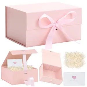 Gift Box Large Valentines Box with Magnetic Lids Black Gift Boxes for Groomsman Proposal Gifts Contains Card, Ribbon, Filler Birthday Exquisite Gift Box