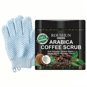 ROUSHUN ARABICA COFFEE SCRUB+Rubbing gloves Large Capacity Home Edition Exfoliating Body Scrub Cream Gently and Deeply Cleanses Skin Body Exfoliator Scrub Gentle Scrub