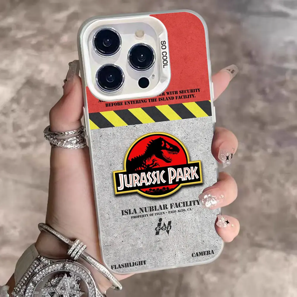 J-Jurassic Park Phone Case For IPhone 17 16 15 14 13 12 11 Pro Max Plus  Color Shockproof Back Silver Cover - TikTok Shop
