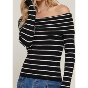 RENEE  BLACK/IVORY TOP  OFF SHOULDER