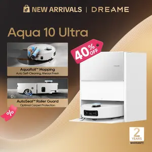 DREAME Aqua10 Ultra Roller Robot Vacuum and Mop & 30,000Pa Suction, Self-Cleaning Dock & Extending Roller Mop, Heat-Washes & Dries, Carpet Protection, AI Camera & LiDAR Avoidance Tech, Voice Control