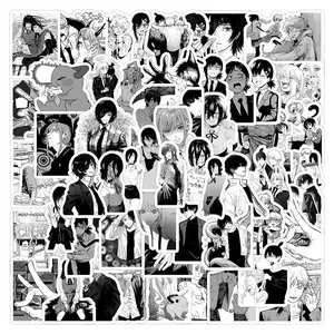 10/30/50/100pcs Black White Chainsaw Man Anime Stickers DIY Skateboard Luggage Helmet Phone Cool Cartoon Graffiti Decals Kid Toy