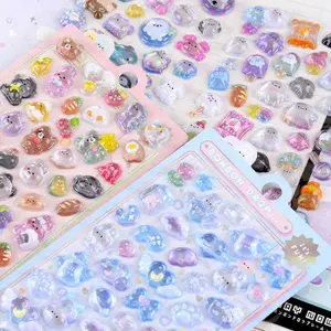 2-Piece 3D Bonbon Drop Cartoon Animal Stickers, Random Cute Designs, Decorative Decals for Smartphone Cases, Water Cups & DIY Supplies