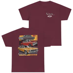 Vintage Chevy Nova Retro Cars 2 Sided T-Shirt, Car Lover Shirt, Racing Tee For Fan, Streetwear Tee Men Women