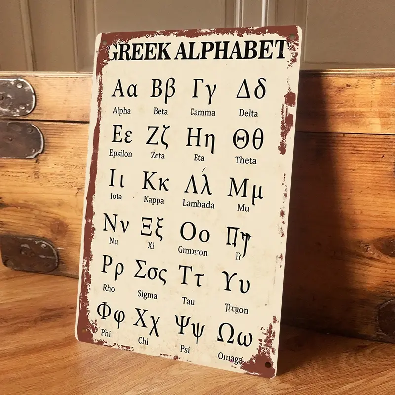 1PC Tin Signs Greek Alphabet Vintage Metal Wall Art Educational ...