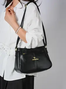 1pc  Ladies' crossbody bag, solid color shoulder bag, hardware letter zipper closure, fashionable and versatile, casual and simple, suitable for daily work, commuting, shopping, ladies' crossbody bag, Handbag shoulder bag