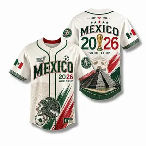 Mexico 2026 Baseball Jersey for Men Women, Mexican Heritage Button Up Sports Shirt, Vintage Fan Apparel, Casual Game Day Graphic Jersey Top USA