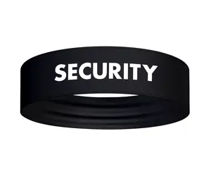 Security Uniform Sport Stretch Headband Sweatband Black/White Text Guard Job Worker Work Staff Event Uniform Officer Bouncer Custom Bandana Sweat Band  Head Band Enforcement Patrol Surveillance Athletic Fitness Moisture Wicking