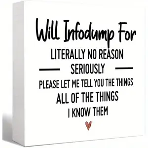 Funny Adhd Desk Decor Wood Box Sign, All Of The Things I Know Them Wooden Block Sign for Home Office Tabletop Shelf Decor 5x5 inch, Adhd Gifts for Women, Home Decoration