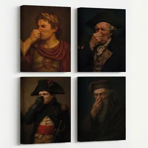 Funny Holding Nose Art Print Poster, Historical Humor Bathroom Wall Decor Poster, Meme Lovers Or History Buff Gag Gift