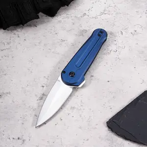 Blue Axis Lock folding knife — one-handed opening EDC pocket knife with storage bag / sleek blue EDC folding knife — quick-deploy pocket knife with stone-washed blade