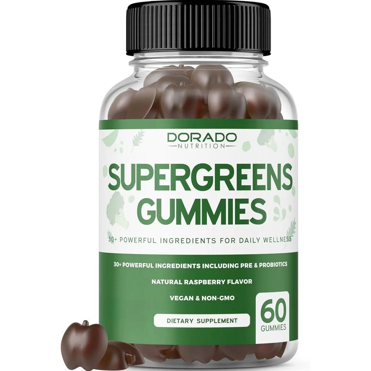 Supergreens Gummies (60 Count) Daily Greens Gummies - Greens Supplements with 8 Ingredient Power Blend - Superfood for Immunity Support for Adults - Third Party Tested, Vegan & USA Made
