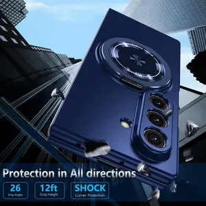 Fin For Samsung Galaxy Z Fold 7 6 5 Case Protective Business 360 Rotation Holder Mobile Phone Back Cover