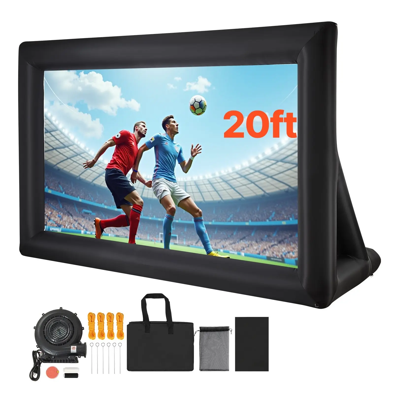 20Ft Inflatable Projector Screen for Outdoor Use, Inflatable Movie Screen with 250W Air Blower, Oxford Fabric Material, Blow Up Screen for Backyard, Home Theater, Theme Party and Outdoor Cinema
