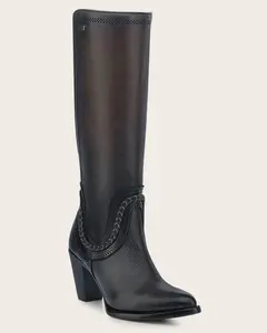 CUADRA Women's Tall Elegant Brown Bovine Boot with Round Toe, Minimalist Design, Non-Slip Sole, and Side Zip Opening for Versatile Styling - Walking Shoes, Girl Leather