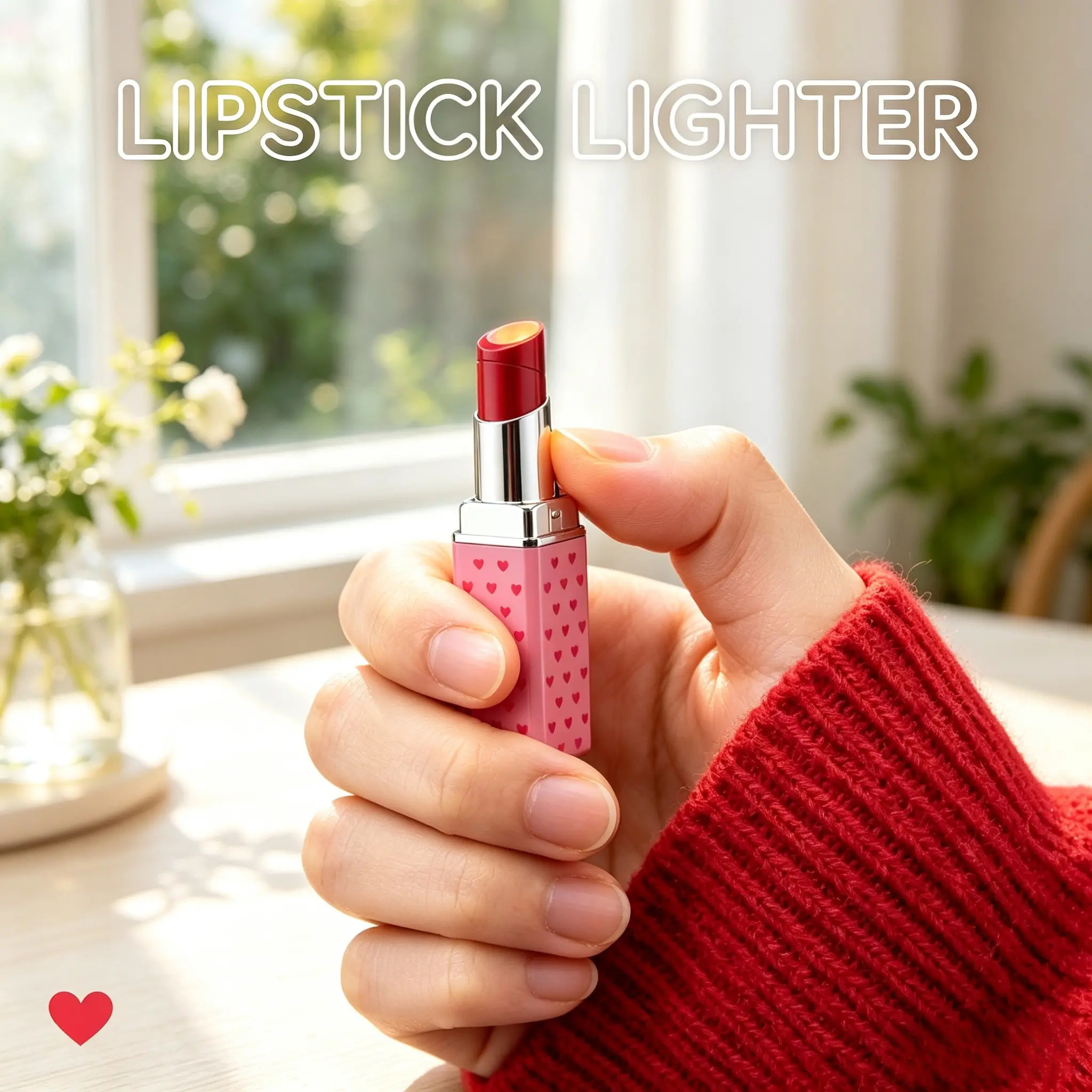 (Without butane) lipstick-shaped lighter, ladies' lighter, Cute lipstick-shaped lighter,portable design, easy to carry around, doesn't take up space