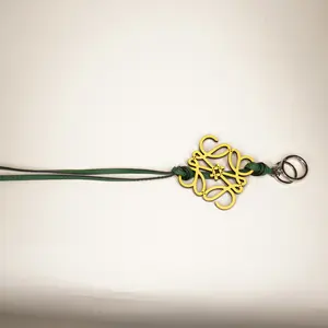 Pre-owned Loewe Leather Bag Accessories LOEWEAnagram Yellow and Green Long Bag Charm