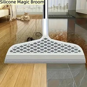 Silicone Magic Broom, Silicone Floor and Carpet Cleaner, Plastic Handle for Stains and Spills, Home Cleaning Tool & Pet Hair Remover, Multifunction Magic Broom, Home Care Supplies