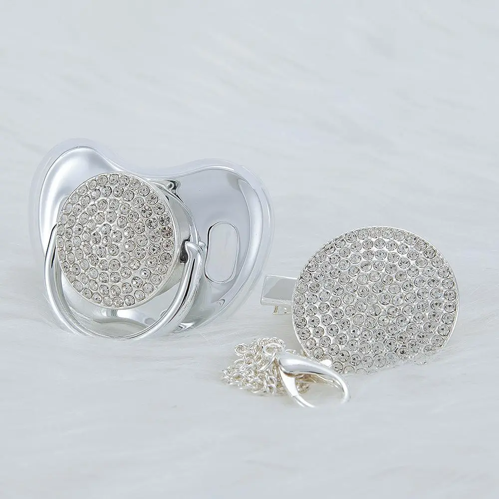 MIYOCAR Sparkling Gold Pacifier & Clip Gift – Ideal for Christenings, Baby Showers & Memorable Moments