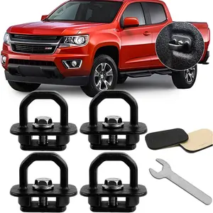 Aluminum Tie Down Anchors 4Pcs Truck Bed Set Side Wall Anchor fit for 2007-2023 Chevy Silverado/Sierra, 2015-2023 Chevy Colorado/Canyon (Black)