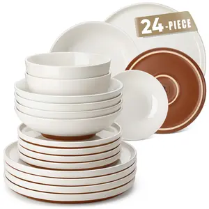 MALACASA Dinnerware Set, ZORA Series, 12/16/18/24-Piece Modern Ceramic Dinnerware Set, Suitable for 4/6 People, Microwave and Dishwasher Safe, Complete Dinnerware Set for Family Gatherings, Spring Special Edition