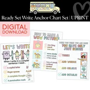 Printable Ready Set Write Anchor Chart Set | A Year In Pastel
