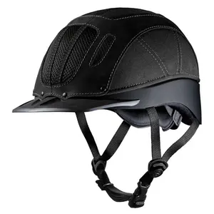 Troxel Sierra Western Riding Helmet - Low Profile Leather & Cordura - ASTM/SEI Certified Black / Large