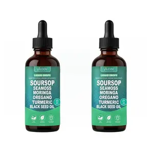 2 Piece VILCOV Soursop Bitters Liquid Drops 10-in-1 with Nori, Moringa,Turmeric, Black Seed Oil, Oregano, Ashwagandha HerbalExtracts for Overall Health Vegan,Non-HO 2 fl oz Bathroom Fitness Dietary Supplemen