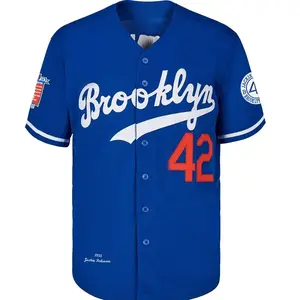 Brooklyn #42 Robinson Printed Jersey Fitted Casual Breathable V Neck Short Sleeve Baseball Top for Training & Competition Fashion Men's Sportswear for All Seasons Jersey Shirts Apparel