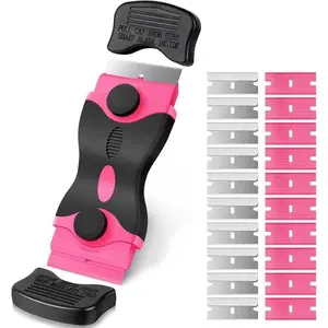 Pink Razor Blade Scraper Tool Cleaning Razor Scraper for Glass Glass Top Stove Scraper for Oven Door Razor Scraper Gift for Women 2-in-1 Scraper Tool Set with 10Pcs Razor Blades for Removing Window Labels
