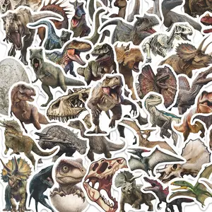 50pcs Realistic Dinosaur Stickers Pack, Waterproof Dinosaur Fossil T-Rex & Prehistoric Animal Decals for Laptop, Water Bottle, Journal & Scrapbook, Dinosaur Lover Gift