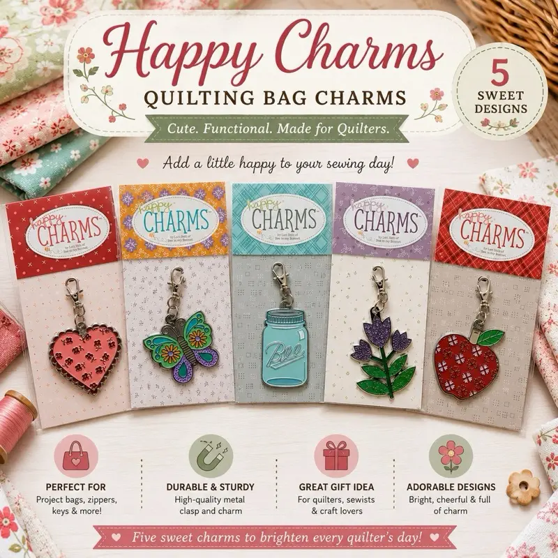 Lori Holt Happy Charms Craft Embellishments - Versatile Decorative Accents for Quilting, Scrapbooking Projects